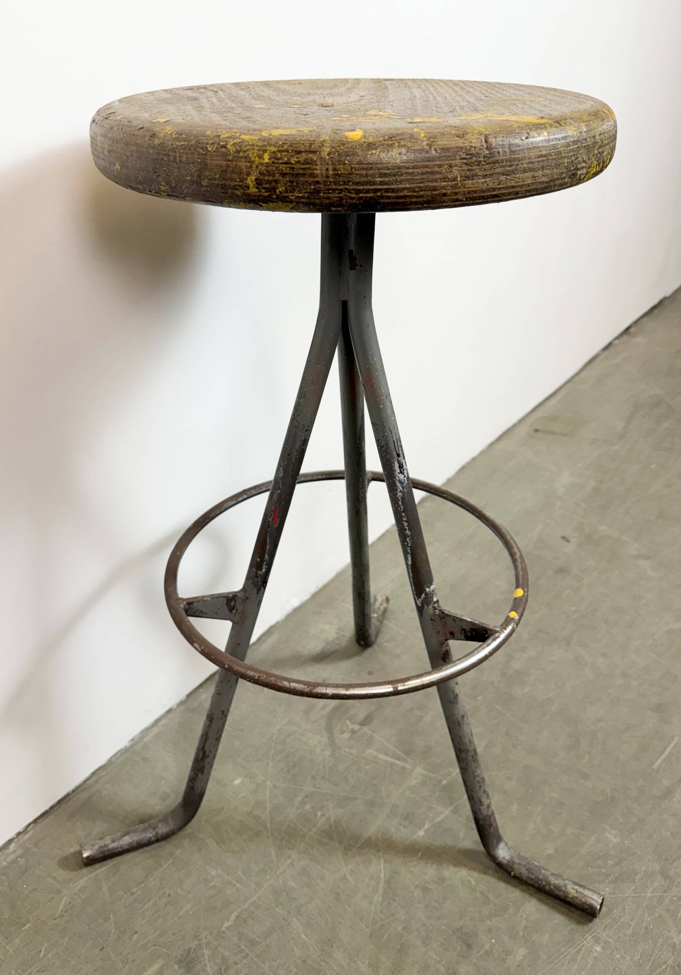 Grey Industrial Workshop Stool, 1960s