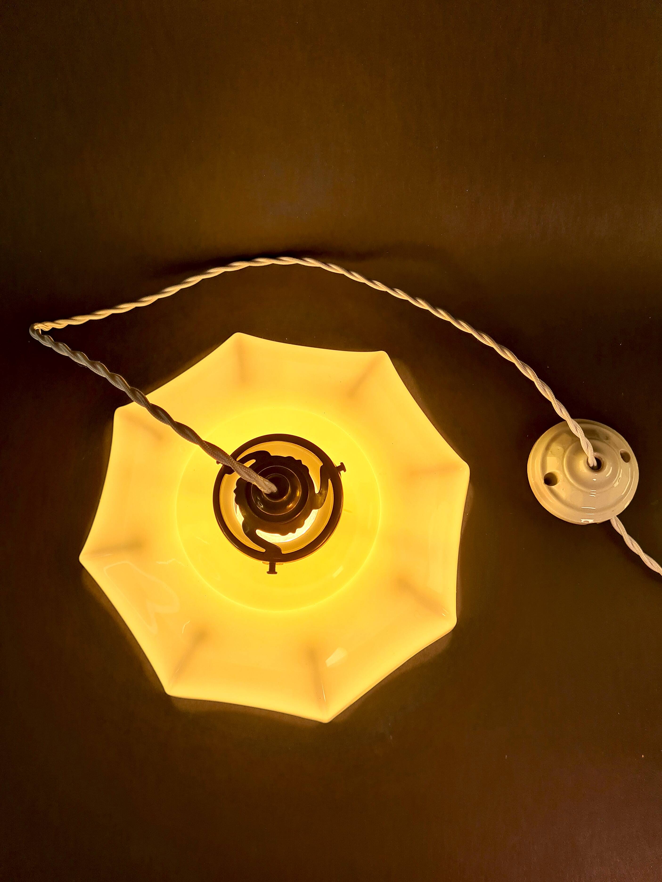 Vintage milky white opaline pendant light