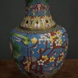 Vase cloisonné Chine milieu XXe décor floral