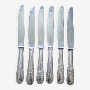 6 large silver-plated knives, 84gr, 1940, art nouveau