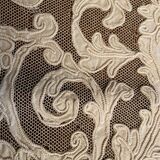 Sheet with embroidered decoration and openwork with cornucopia late nineteenth