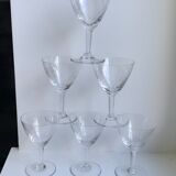 Lot 6 verres à vin en cristal gravé années 50