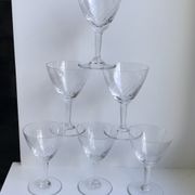 Lot 6 crystal wine glasses engraved 50s