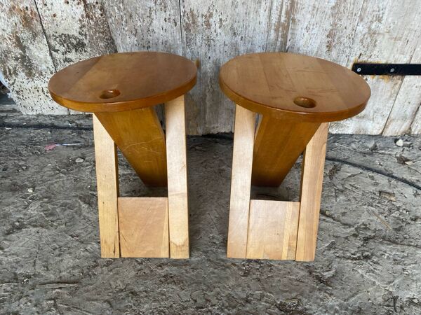 Paire de Tabouret Pliant SUZY Design Adrian Reed Style Roger Tallon Bo