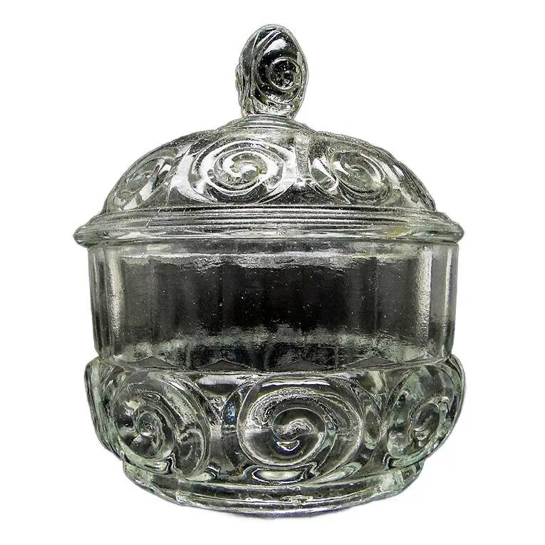 Sugar bowl, postmodern new look, pressed glass, Poland, 1970s
