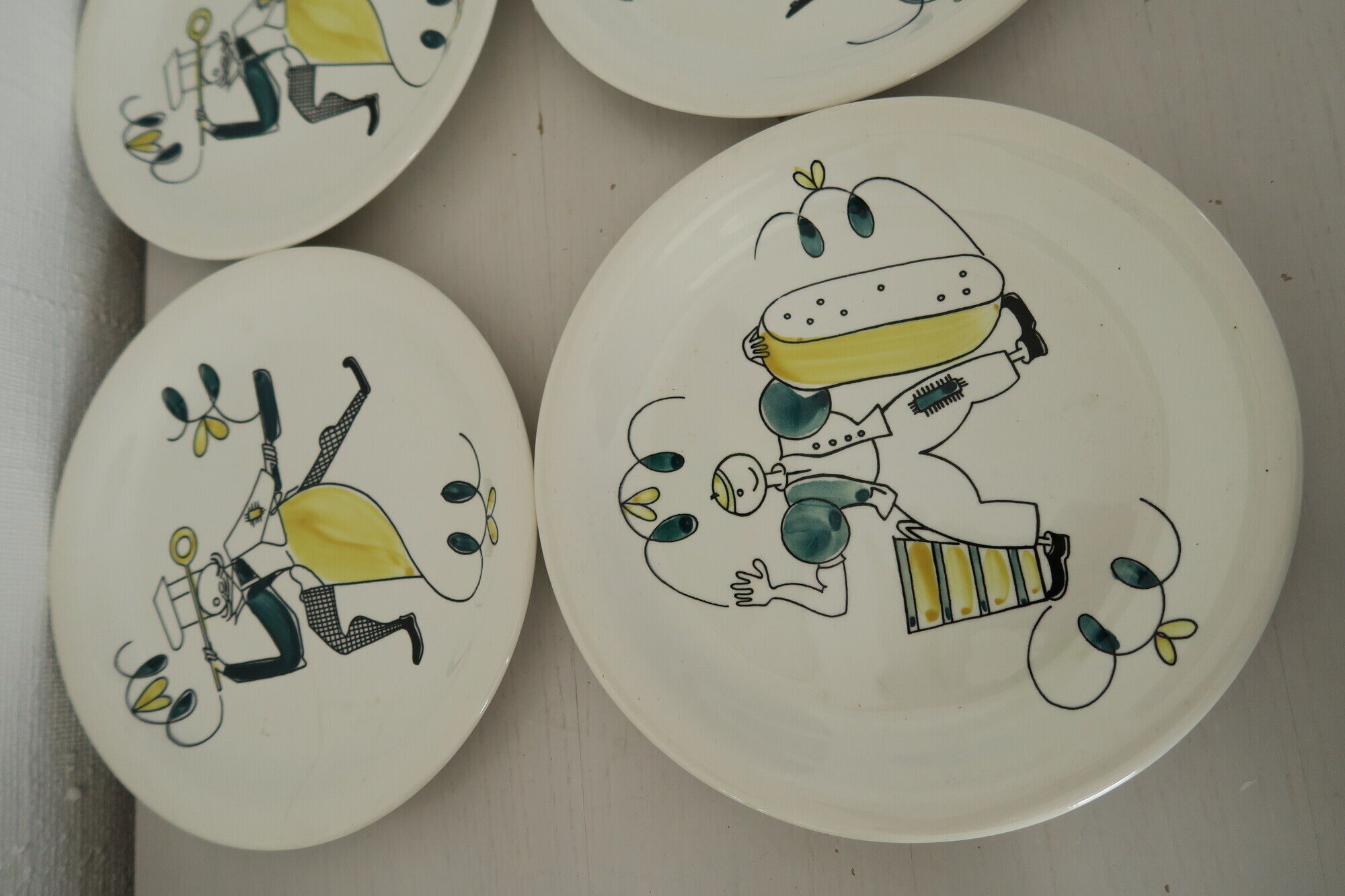 6 assiettes Stavanger Flint Norway assorties  1950-60 scandinaves.