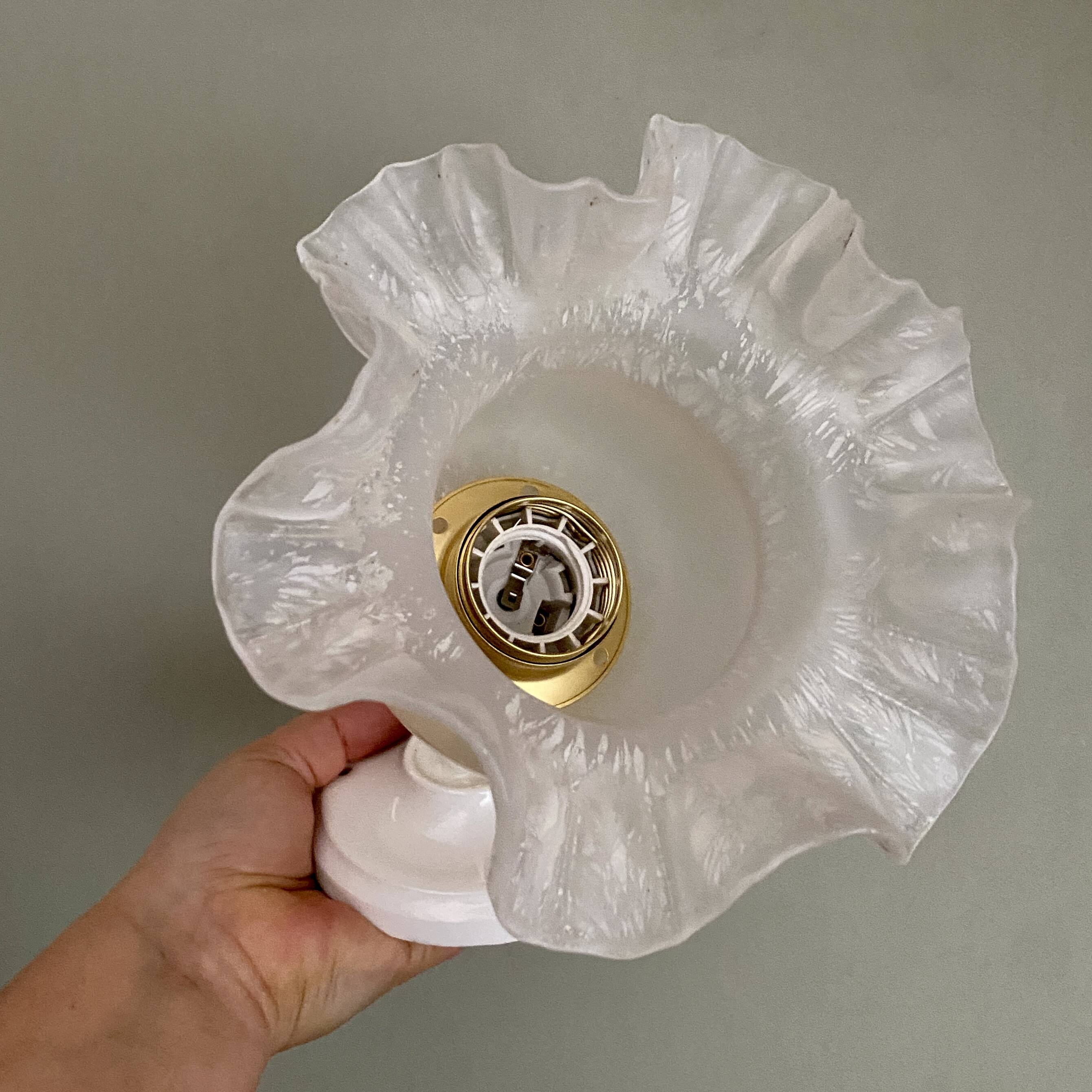 Vintage tulip wall lamp in white opaline