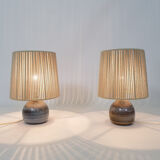 Pair of bedside lamps, rope blinds