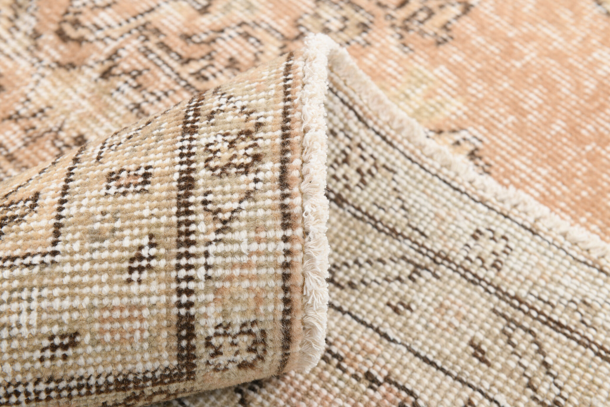 6x9 brown & beige oriental vintage rug 181x291cm