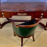 Empire flat desk, mahogany, double-sided, gilded bronzes