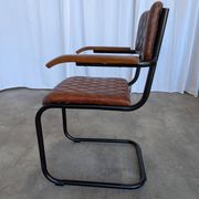 Chaise de salle à manger en cuir matelassé vintage : fauteuil de bureau industriel