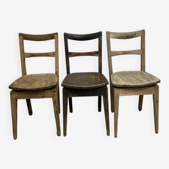 Série de 3 chaises de "taberna"