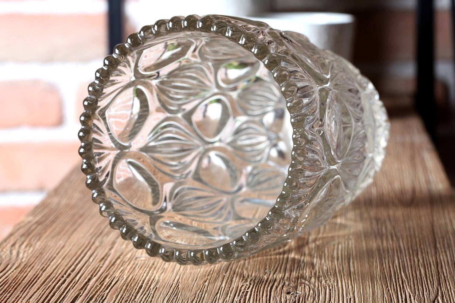 Vintage Clear Heavy Glass Vase by Rudolfova Huť / Czech Republic / 1960s