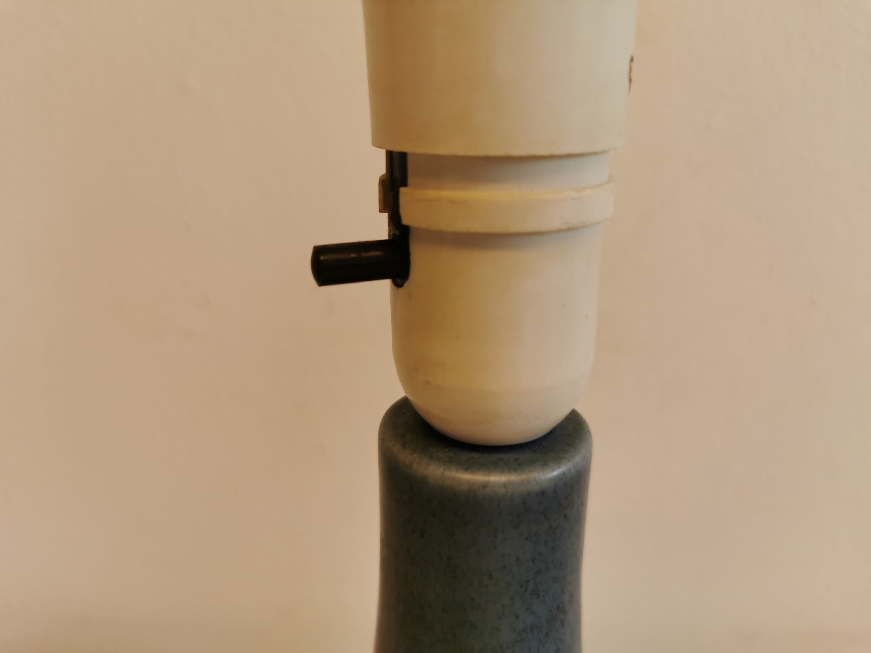 Blue ceramic table lamp, estimated 1960s. Danish, design.