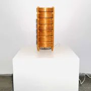 Cylindrical Pinewood Table Lamp In The Manner Of Hans-Agne Jakobsson, Sweden, Circa 1960S