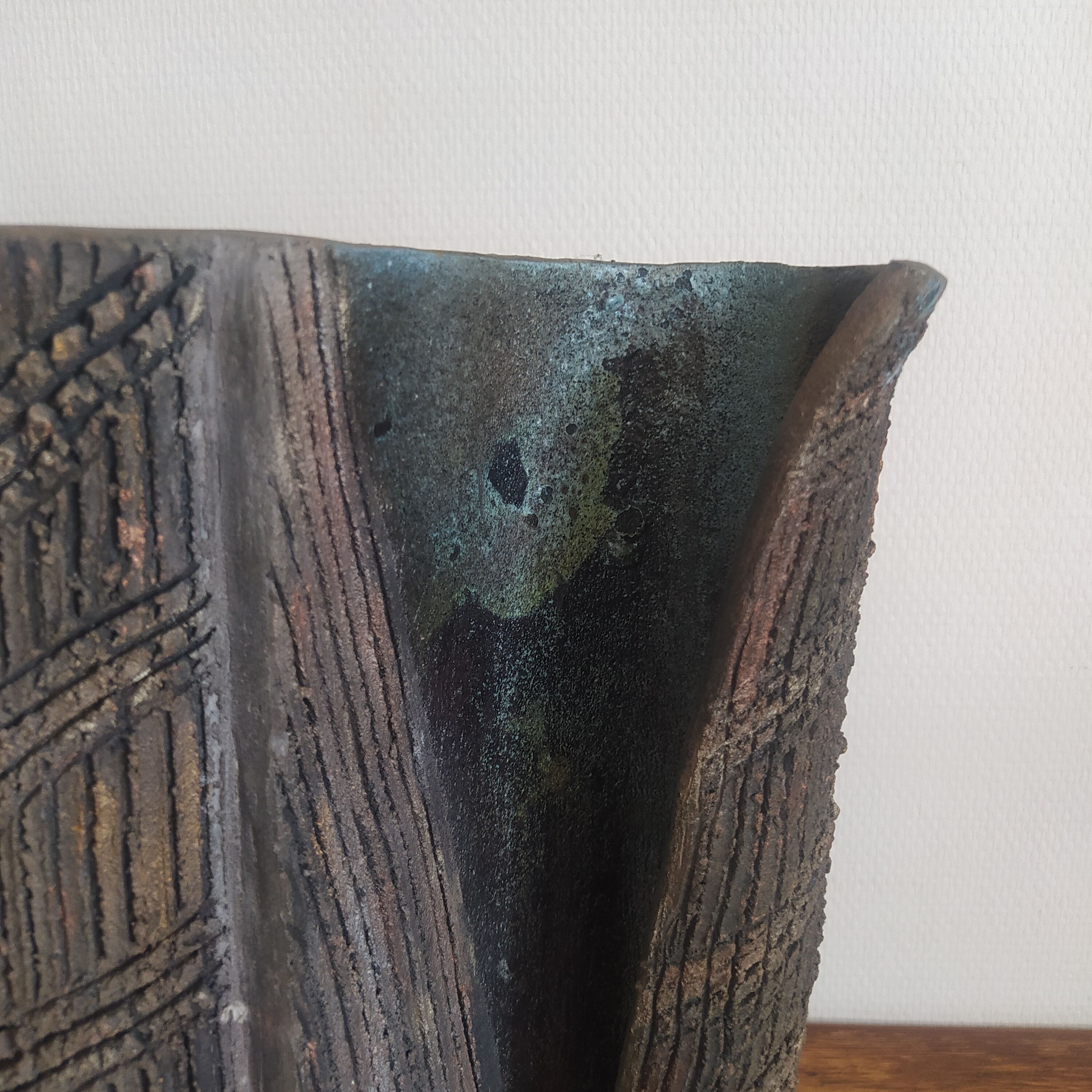 Raku scarified vase