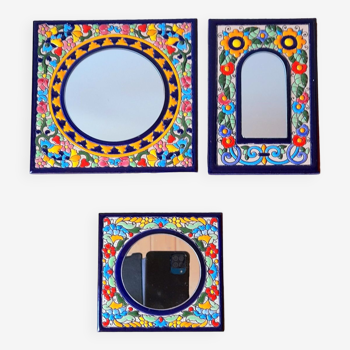 Set of 3 Artecer mirrors in cloisonned enamels