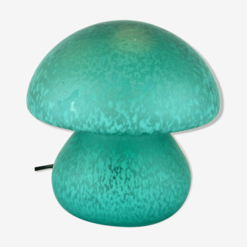 Green mushroom shaped glass lamp, 1970's