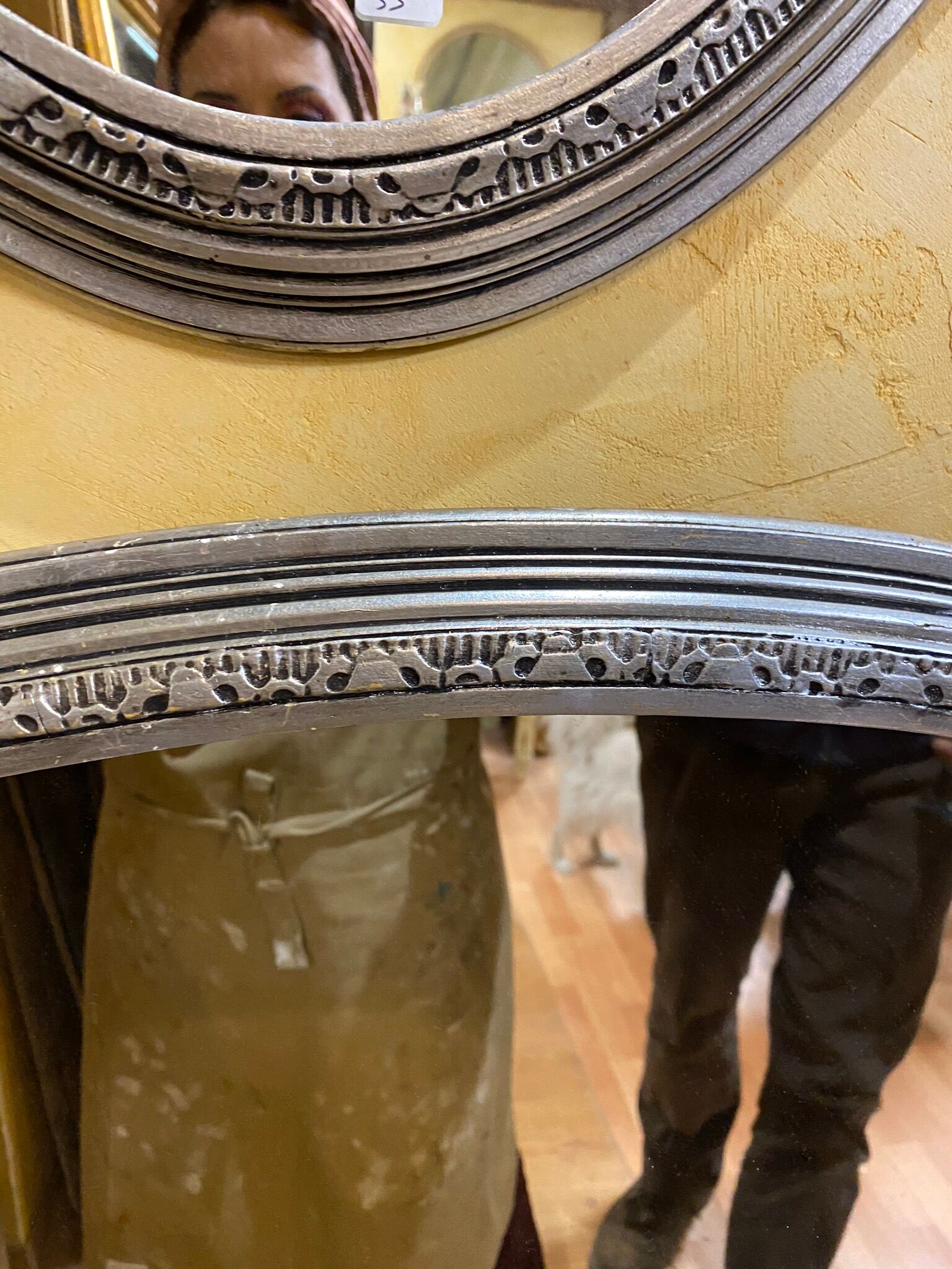 Pair of silver oval mirrors 79x46cm