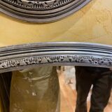 Pair of silver oval mirrors 79x46cm
