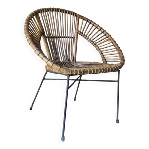 fauteuil en rotin 1960