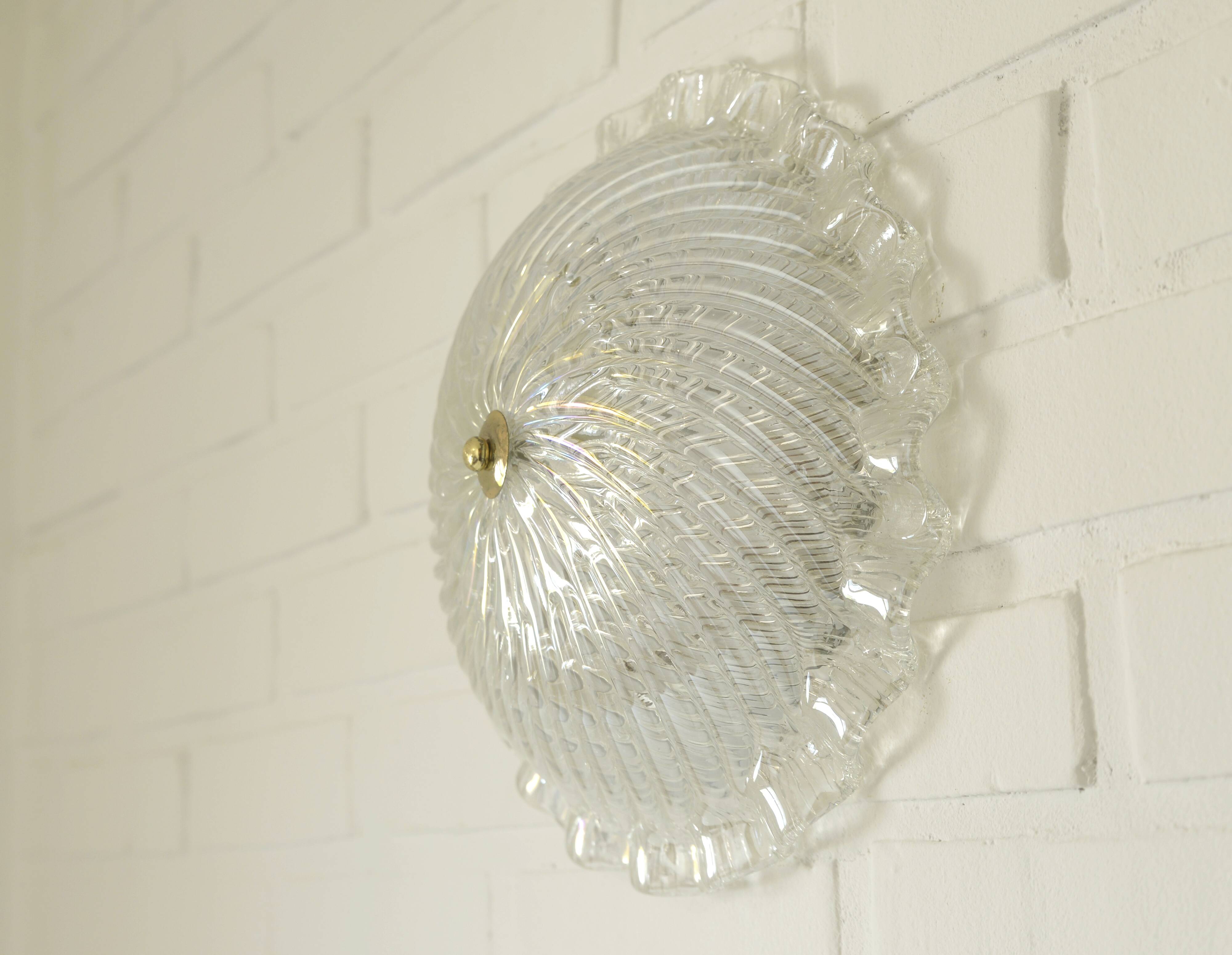 Vintage Murano Glass Sconce: Pearl Glass Wall Lamp / Handmade Flush Mount