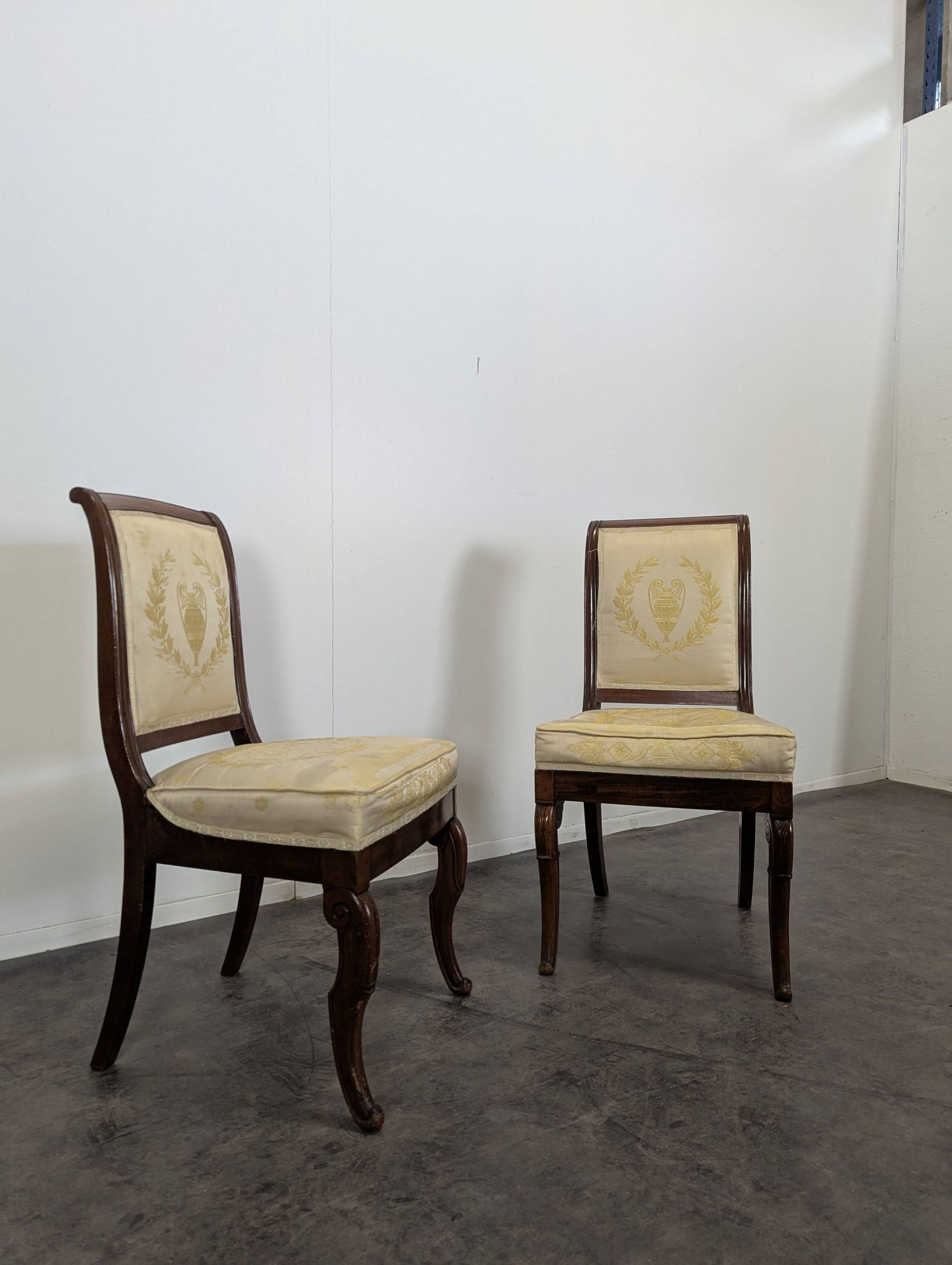 Pair of Restoration period chairs with hock legs