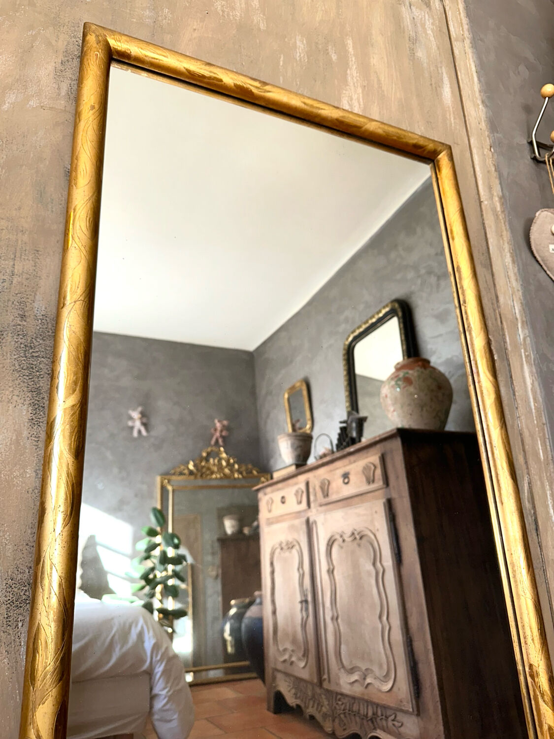 19th-century antique gilded mirror.