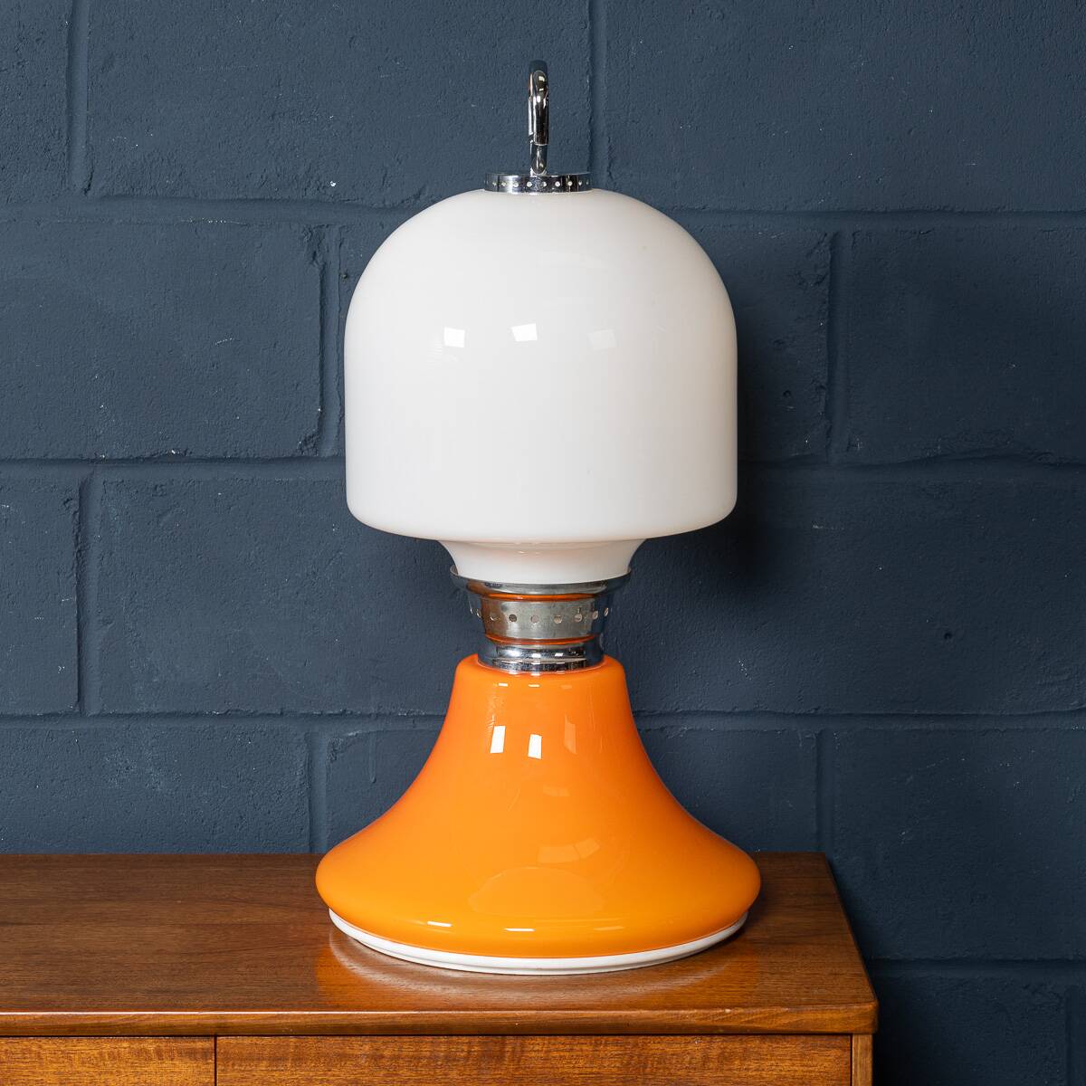 Vintage 20thc italian white & orange glass table lamp c.1970