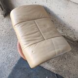 Footrest leather stool and wood relax armchair Sressless