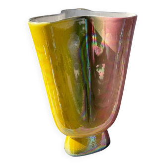 Vase céramique irisé signé Sicas 1960