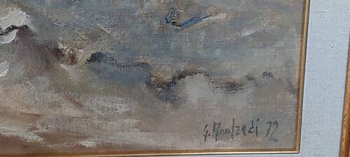 Giuseppe MANFREDI (1934 - 1987) Marina Painting Oil on Canvas 70 X 50