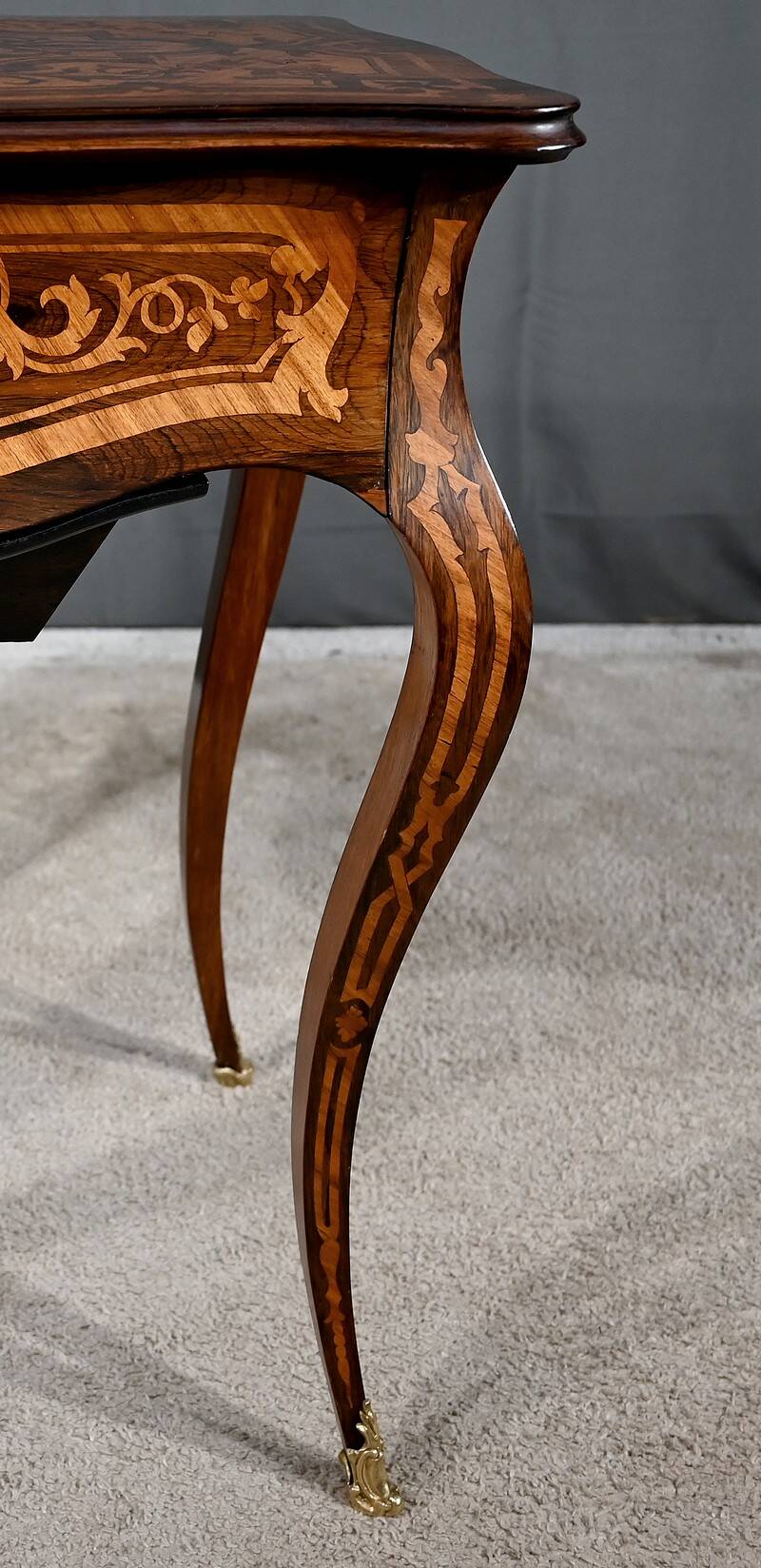 Rosewood and mahogany work table, Louis XV style, Napoleonic era