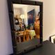 Patinated black rectangular wooden mirror