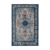 Handwoven overdyed anatolian 1970s 206 cm x 316 cm blue carpet