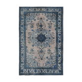 Handwoven overdyed anatolian 1970s 206 cm x 316 cm blue carpet