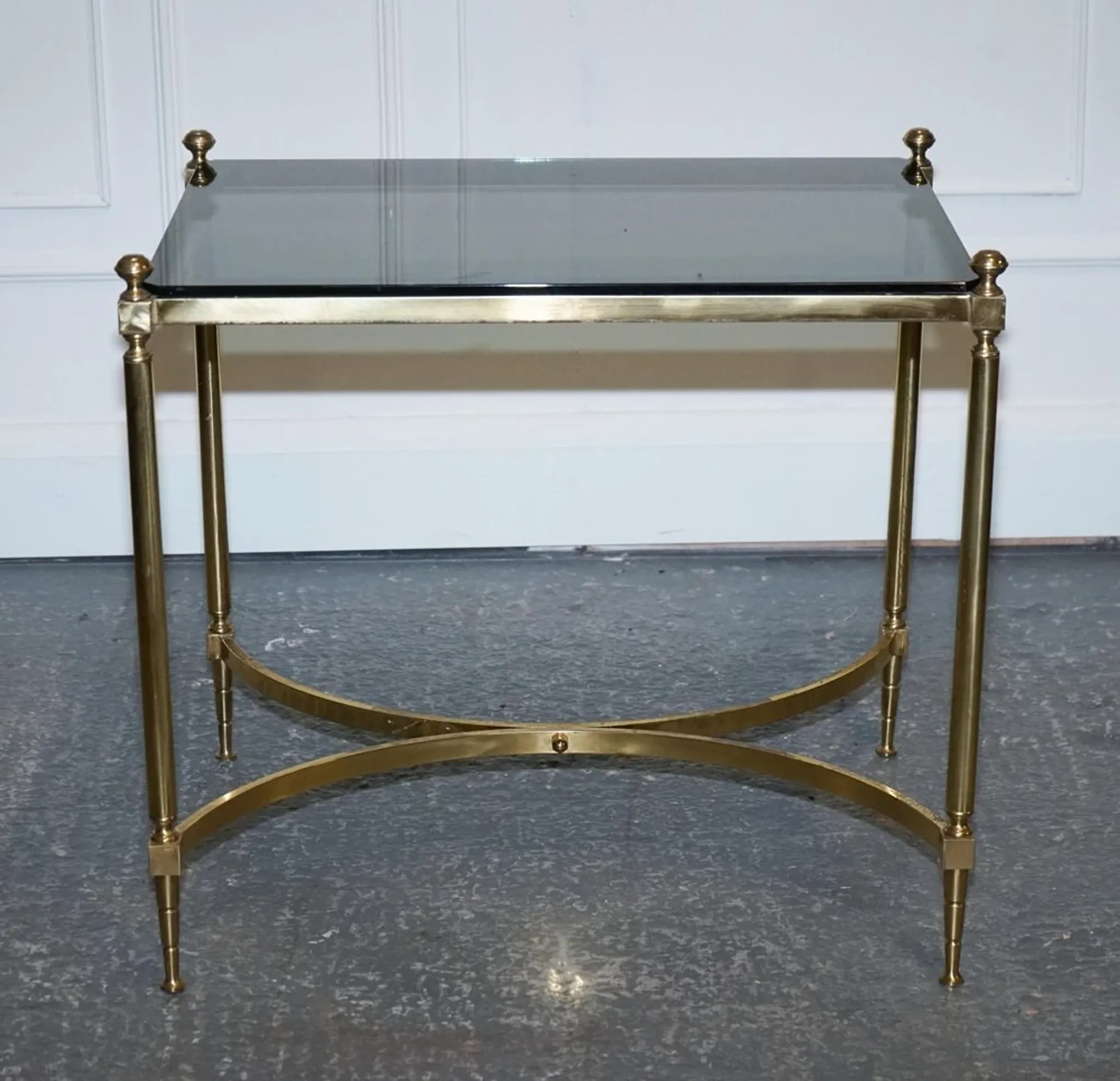 Hollywood Regency Coffee Table in Brass and Smoked Glass, France, 1960s