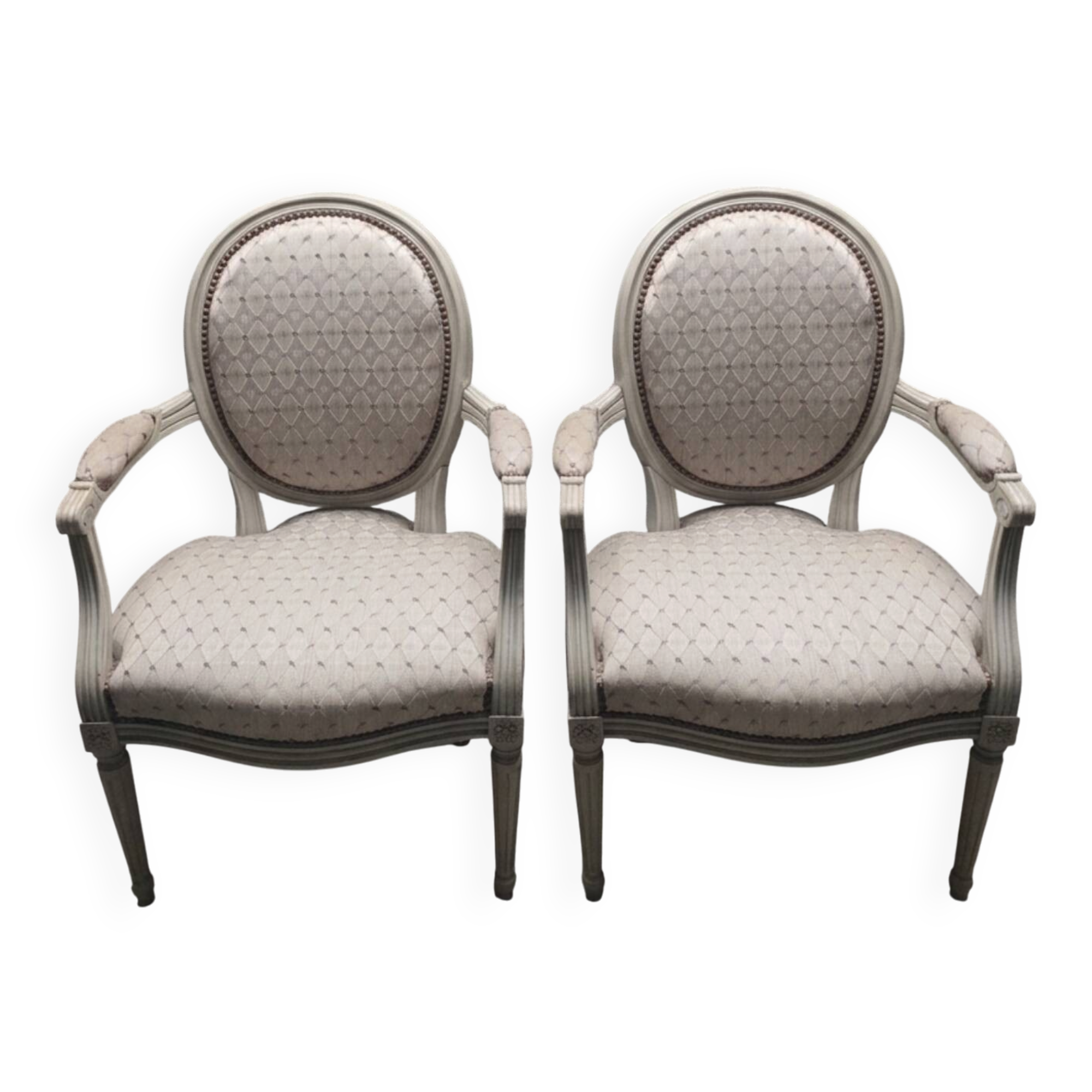Lot de 2 fauteuils médaillon style Louis XVI