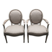 Lot de 2 fauteuils médaillon style Louis XVI