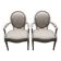 Lot de 2 fauteuils médaillon style Louis XVI