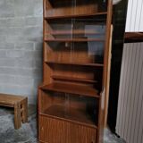 Danish teak library, display cabinet, shelves 1970
