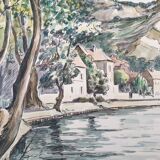 André Duculty (1912-1990) Watercolor on paper "Les Andelys (Normandy)" Signed lower right