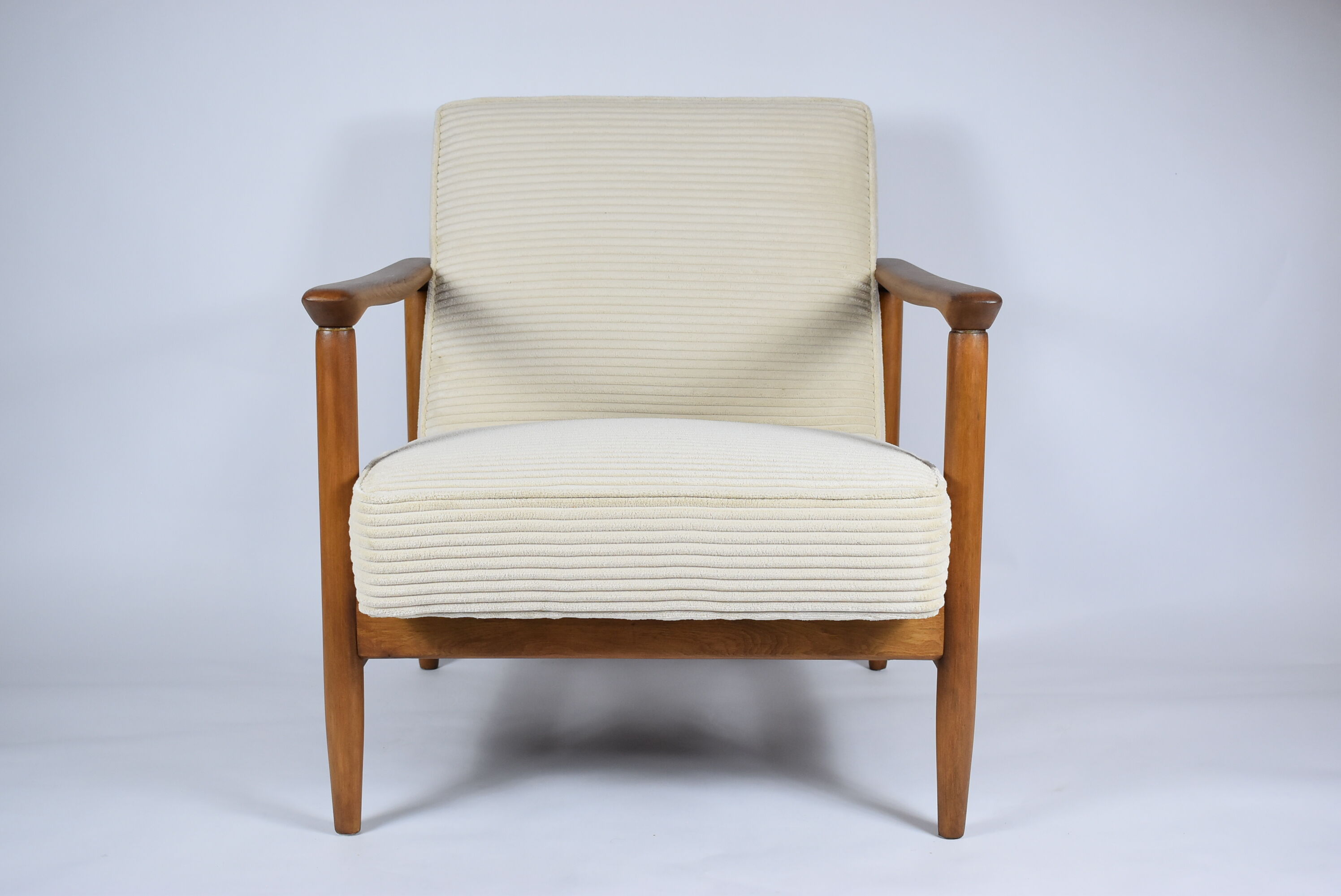 Original scandinavian armchair, renovated, 1960s, teak, beige Cord