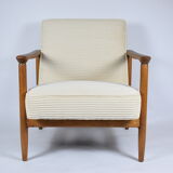 Original scandinavian armchair, renovated, 1960s, teak, beige Cord