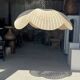 Large suspension or lampshade in flat woven tulip flower rattan H35 D