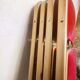 4 golden foldable chairs in scarlet velvet