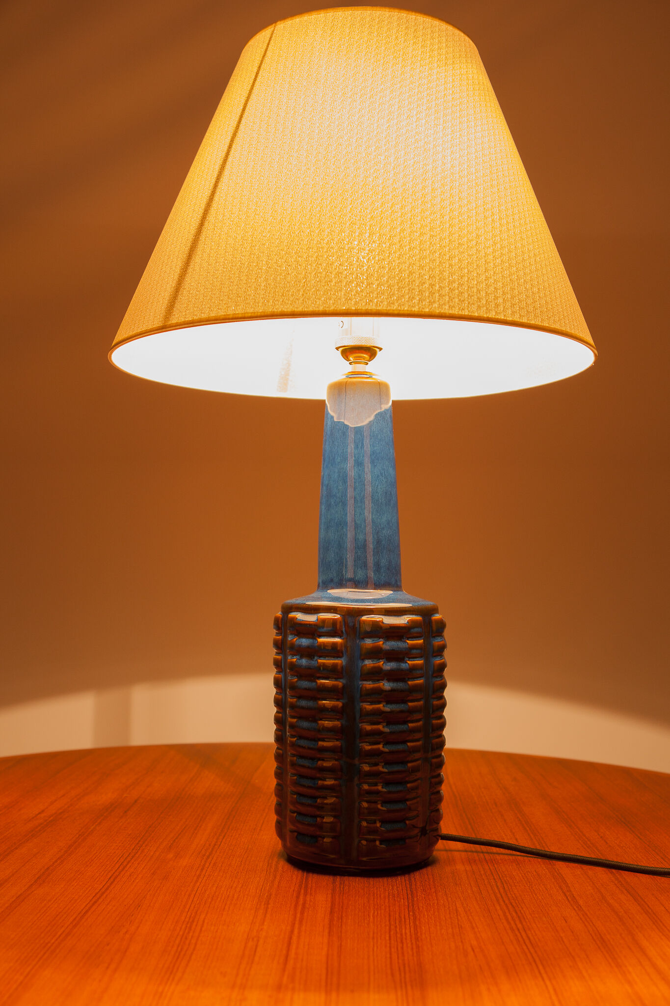 Lot de 2 lampes de table en grès bleu par Einar Johansen pour Søholm, années 1960