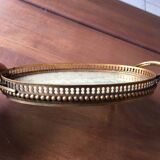 Bronze, brass and embroidery serving tray made in France