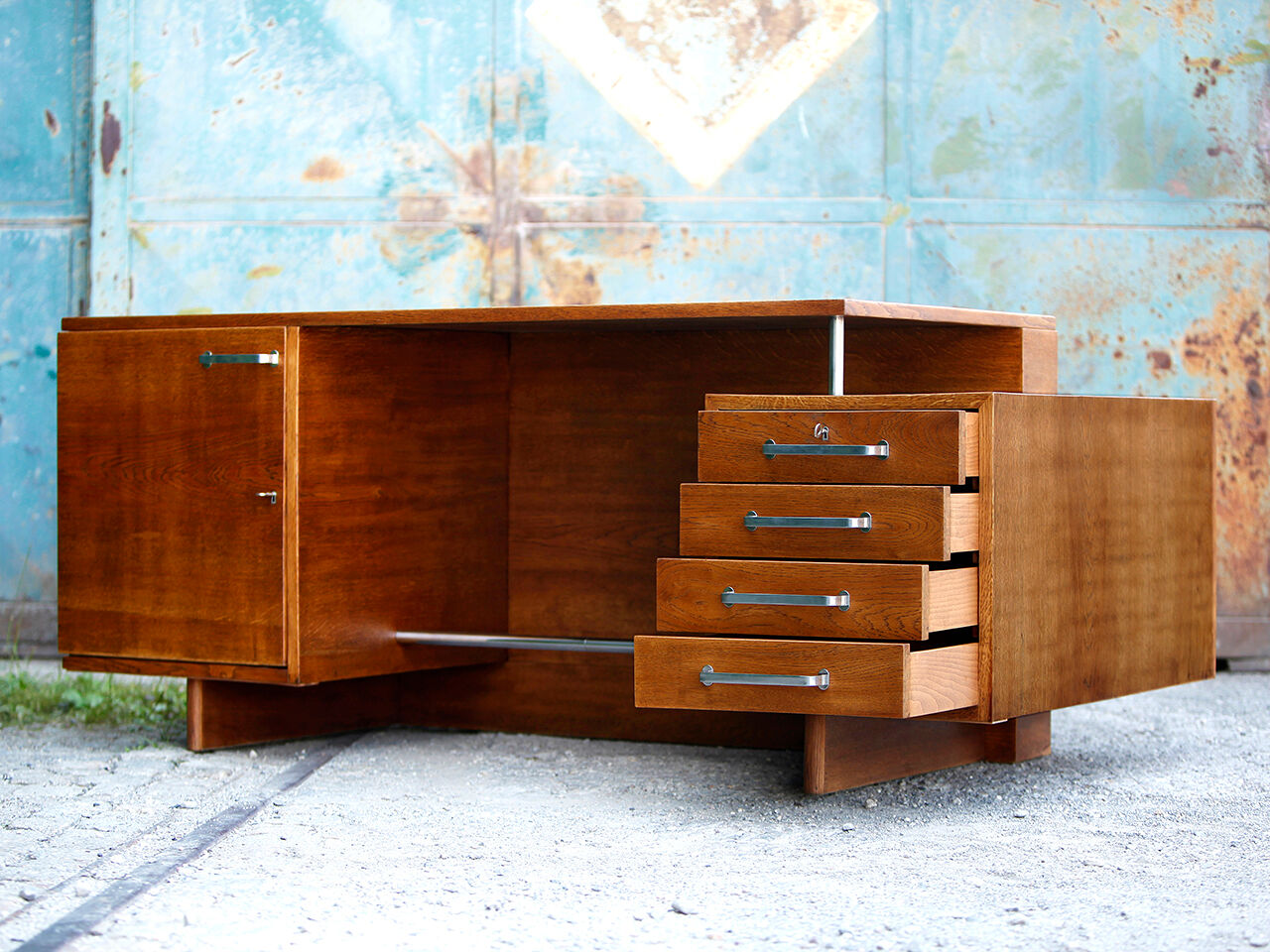 Large Freestanding Functionalist Desk, Jiri Kroha, 1930s