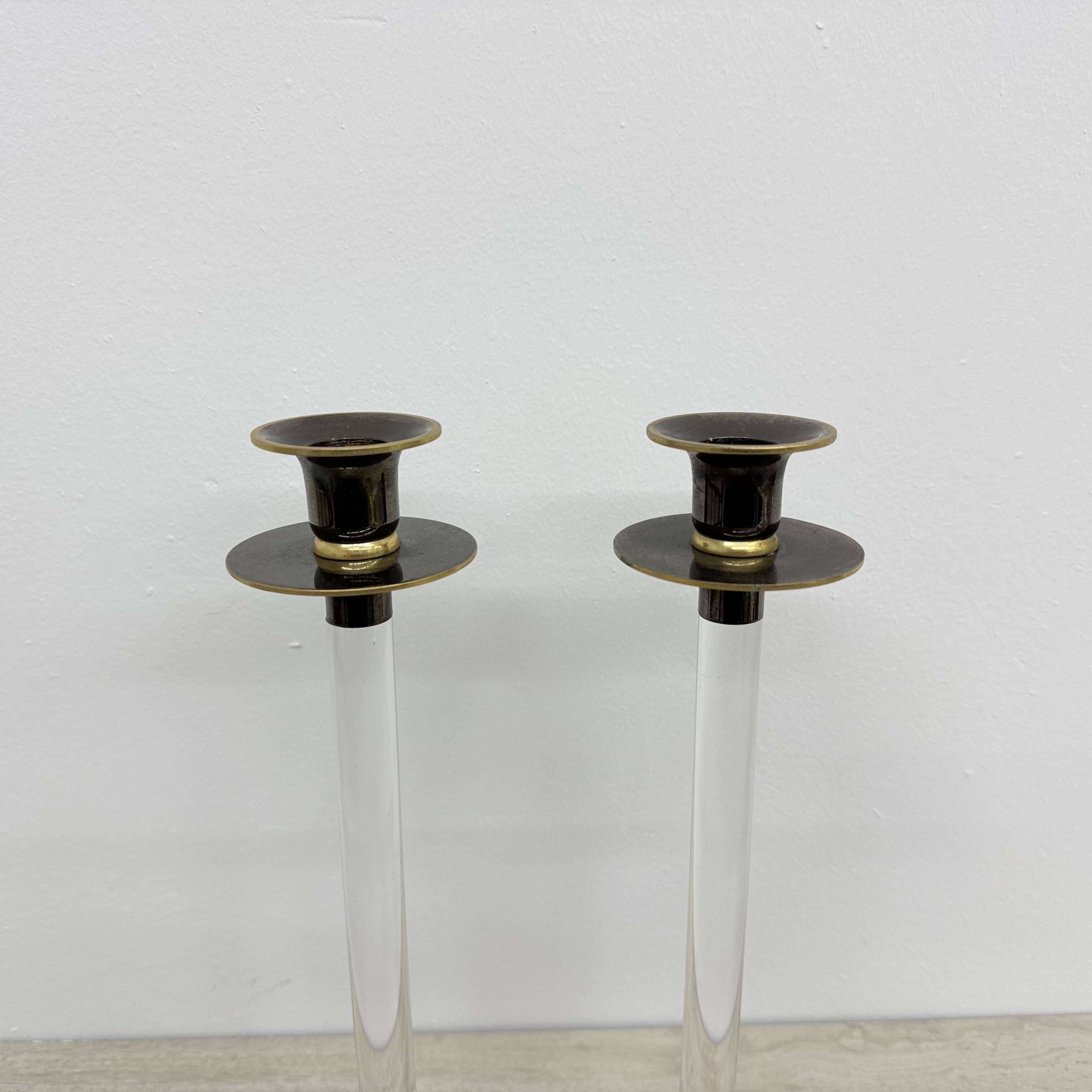 Set of 2 Caravell lucite candle sticks, 1970’s